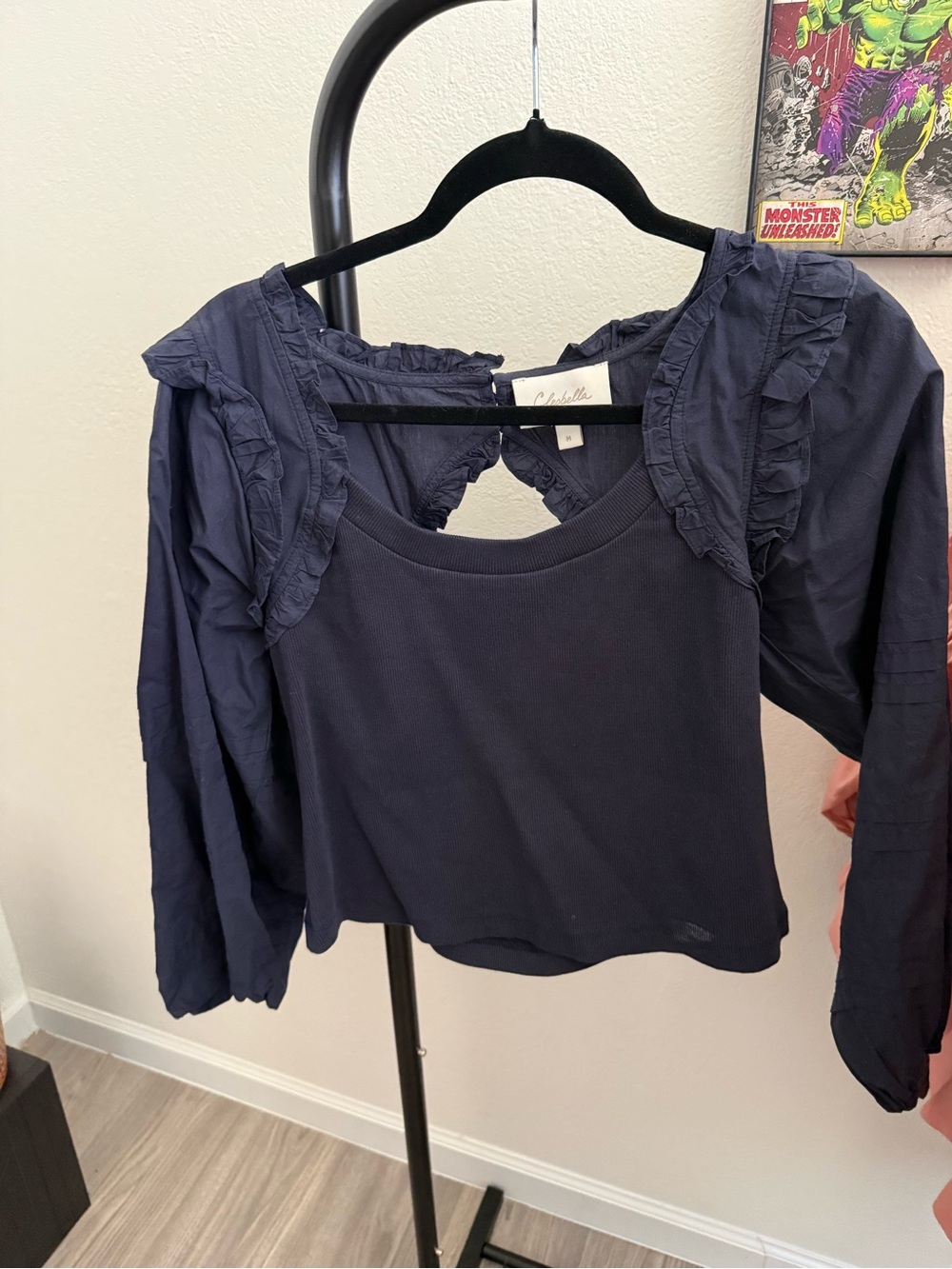 Cleobella Navy Ruffle top - Picture 2 of 4